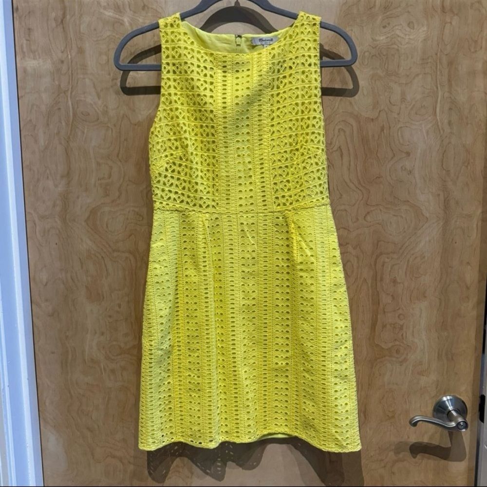 Madewell Yellow Eyelet Sleeveless Fit Flare Cotton Dress - Size 0